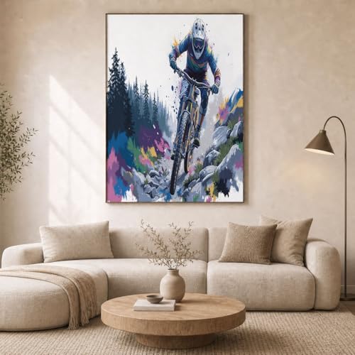 Affiche VTTiste bleu HASLEFND pour un salon style maison moderne