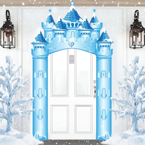 Image of Funrous Door Banner Party Decor Porch Banner Door Sign Set Photo Booth Props Backdrops for Birthday Baby Shower Outdoor Indoor House Porch Decorations(Blue,Princess)