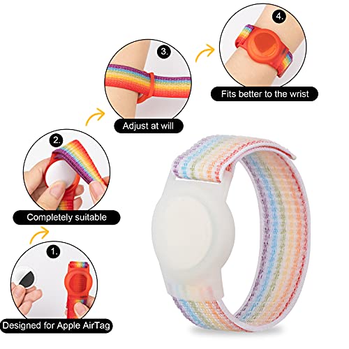 Image of Bracelet for AirTag Kids,Protective Cover for Air Tag with Nylon Wristband | Adjustable for Air Tag Bracelet,Anti Lost GPS Trackers Case Elastic Watch Band for Toddlers Girls Boys Elders