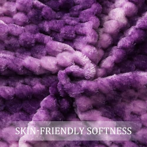 Image of Exclusivo Mezcla Large 3D Fleece Throw Blanket for Couch, Tie-dye Purple | Extra Soft Fuzzy Plush Lightweight Throws, Cozy Fluffy Decorative Blankets for All Seasons, 50x70 Inches