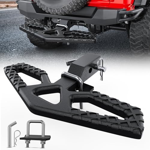 Image of Nilight Tow Hitch Step for 2 Inch Receiver Heavy Duty Steel Universal Rear Bumper Guard Wide Non Slip Trailer Hitch Step Bar with Anti Rattle Stabilizer and 5 /8 inch Pin Clip Fits Pickup Truck SUV Van