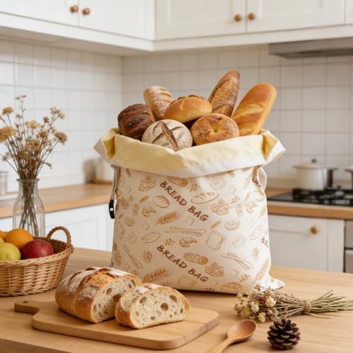 Bolsas de pan de algodón y cera de abeja para repostería doméstica en marrón 6