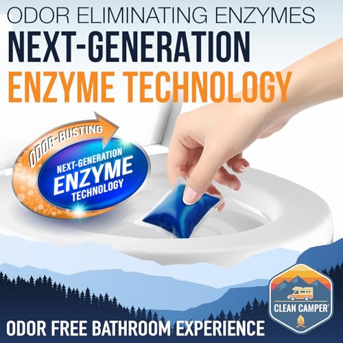 Image of Clean Camper Extreme Strength RV Holding Tank Pods Maximum Odor Control & Fast Waste Breakdown | Bio-Active Enzyme Formula | Sensor Safe, Septic-Safe, & Eco-Friendly | Easy Drop-In Pods
