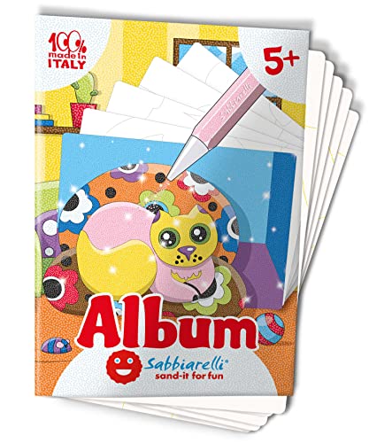 Sabbiarelli Sand-it For Fun - Album Animaux de Compagnie : 5 Feuilles Adhésives A5 pour Sand Art avec 5 Dessins à Colorier avec du Sable Coloré (NON INCLUS)...
