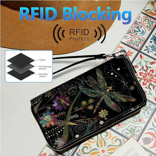Image of Womens Wallet PU Leather Wristlet Wallets for Women, Large Capacity Lady Fashion Wallet Card Holder Zipper Wallet