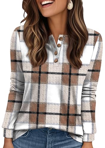 XIEERDUO Thermal Long Sleeve Shirts for Women Henley Fall Womens Tops Dressy Casual Winter Clothes S-3Xl