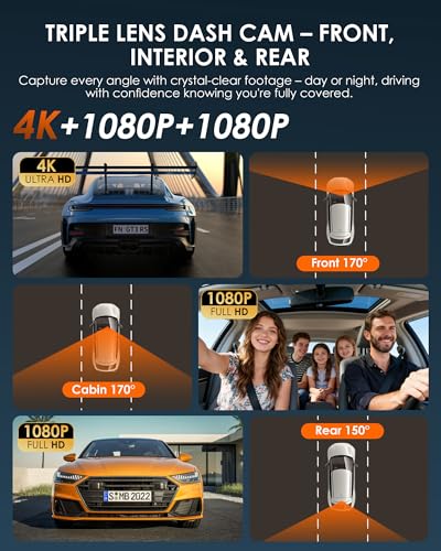 iZEEER iD320 3CH 4K+1080P+1080P Dash Cam with Wi-Fi 6 - image 3