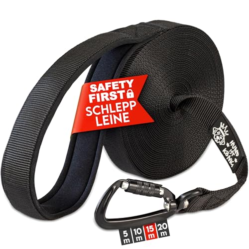 HUND IST KÖNIG Schleppleine 15m für Hunde 12-70kg - Lange robuste Hundeleine mit Griffpolster & Sicherheitskarabiner - Trainingsleine + eBook, Hundeleine lang 5m, 10m, 15m, 20m