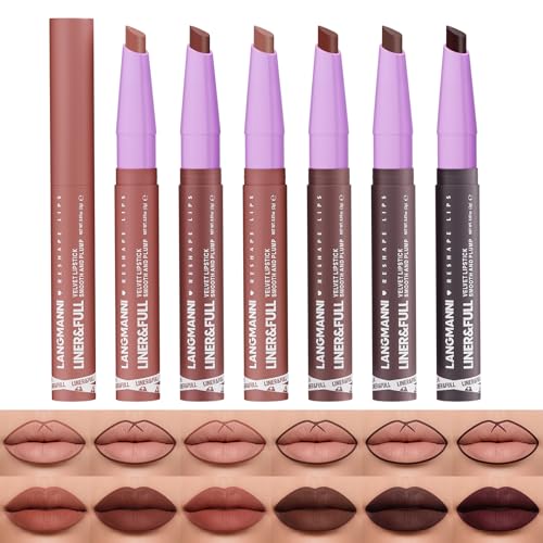Image of BestLand 6Pcs 2-in-1 Lipstick and Liner Lip Combo Set for Black Women - Creamy Matte Lip Crayon with Flat Edge Tip, Gradient & Ombre Lip Effect (Bold Sculpt Deep Lip Combo Set)