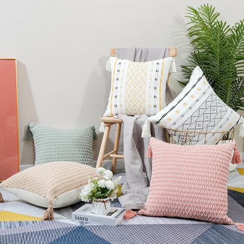 Taies d'oreiller réversibles 45x45 cm rose clair | Lot de 4 - 6