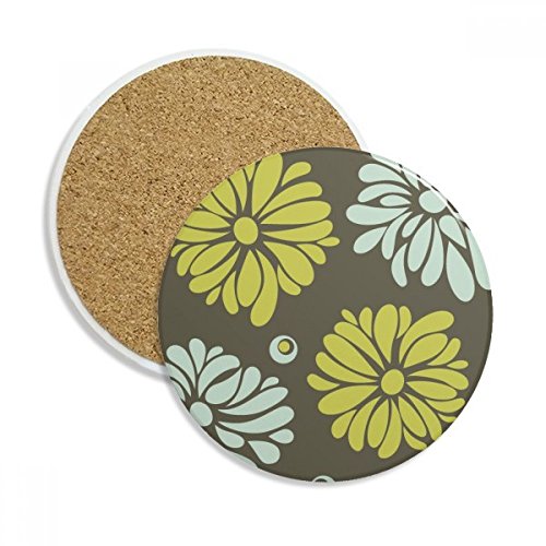 Coaster en céramique absorbante style chrysanthème jaune, un cadeau idéal - 2
