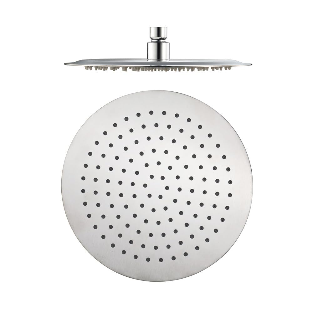 Redondo Cabezal de Ducha Lluvia, Alta Presión Rociador Ducha de Acero Inoxidable, Alcachofa de Ducha Ahorro de Agua con boquillas antical, Fácil de Instalar, Cromado, G1/2