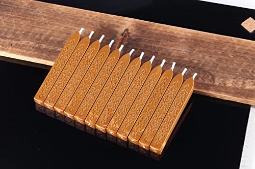 Yoption 12 Pcs Totem Fire Manuscript Sealing Seal Wax Sticks With Wicks, Dark Gold Sealing Wax For Wax Seal Stamp #TOP6