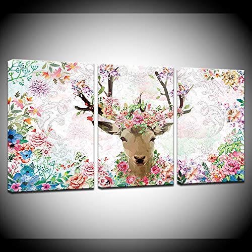 Affiche HD imprimé cerf et bois de fleurs pour un design raffiné