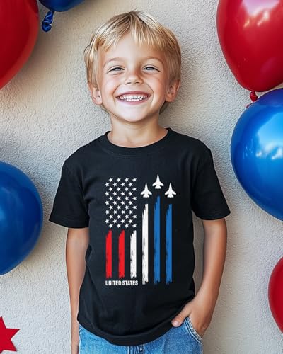 Boys 4th of July Shirt, Toddler Girls Kids USA Red White and Blue Shirts, American Flag Independence Day Patriotic Tee 2-8T2