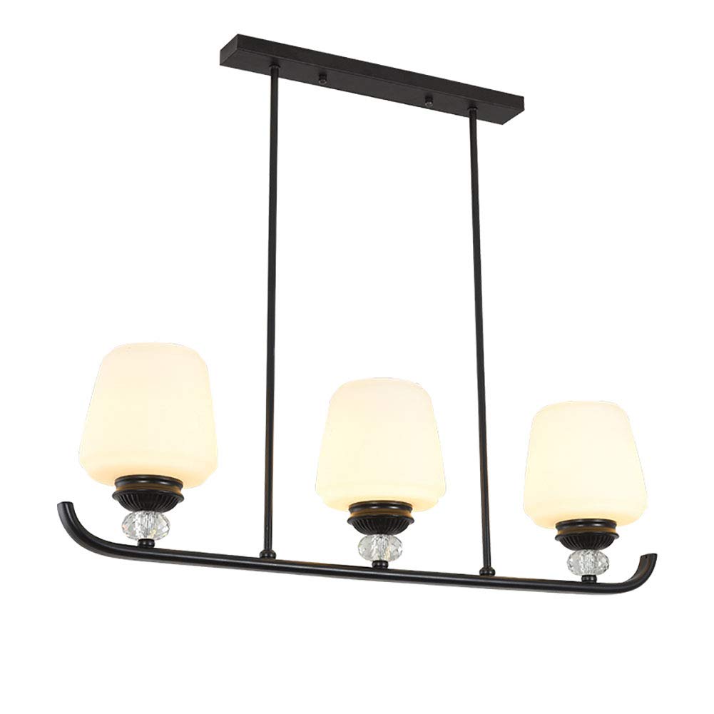 Lustre pour salle à manger à 3 lumières vers le bas en verre