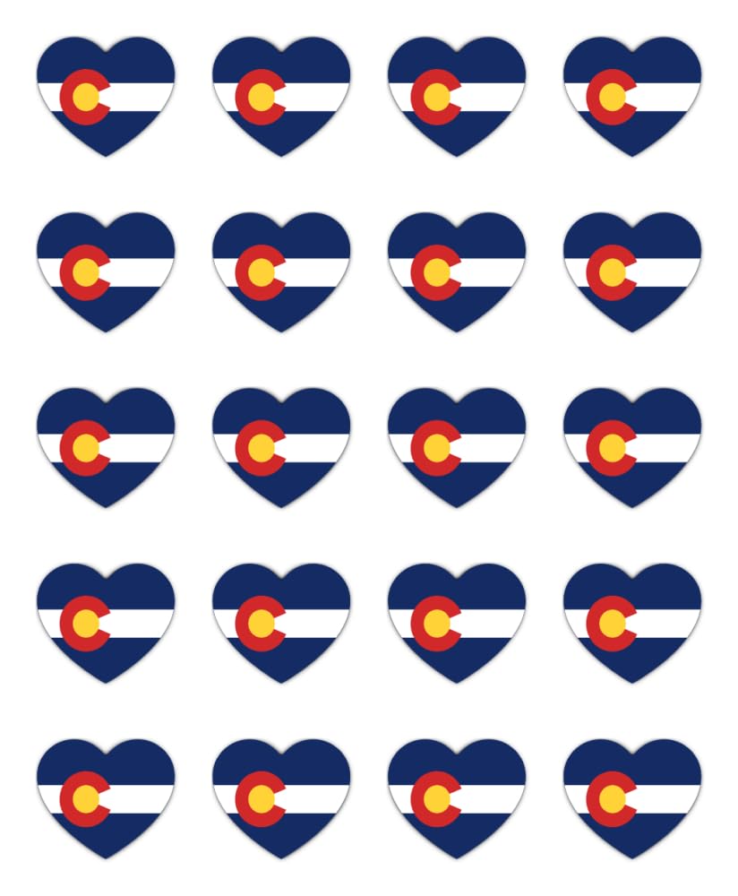 Havati Blue/White/Red Stickers: 25 Mm, 20 Pieces - Heart Colorado Flag Vinyl Stickers, Set Of 20, 25 Mm, 2.5 Cm, Mini Stickers, Weatherproof Decoration
