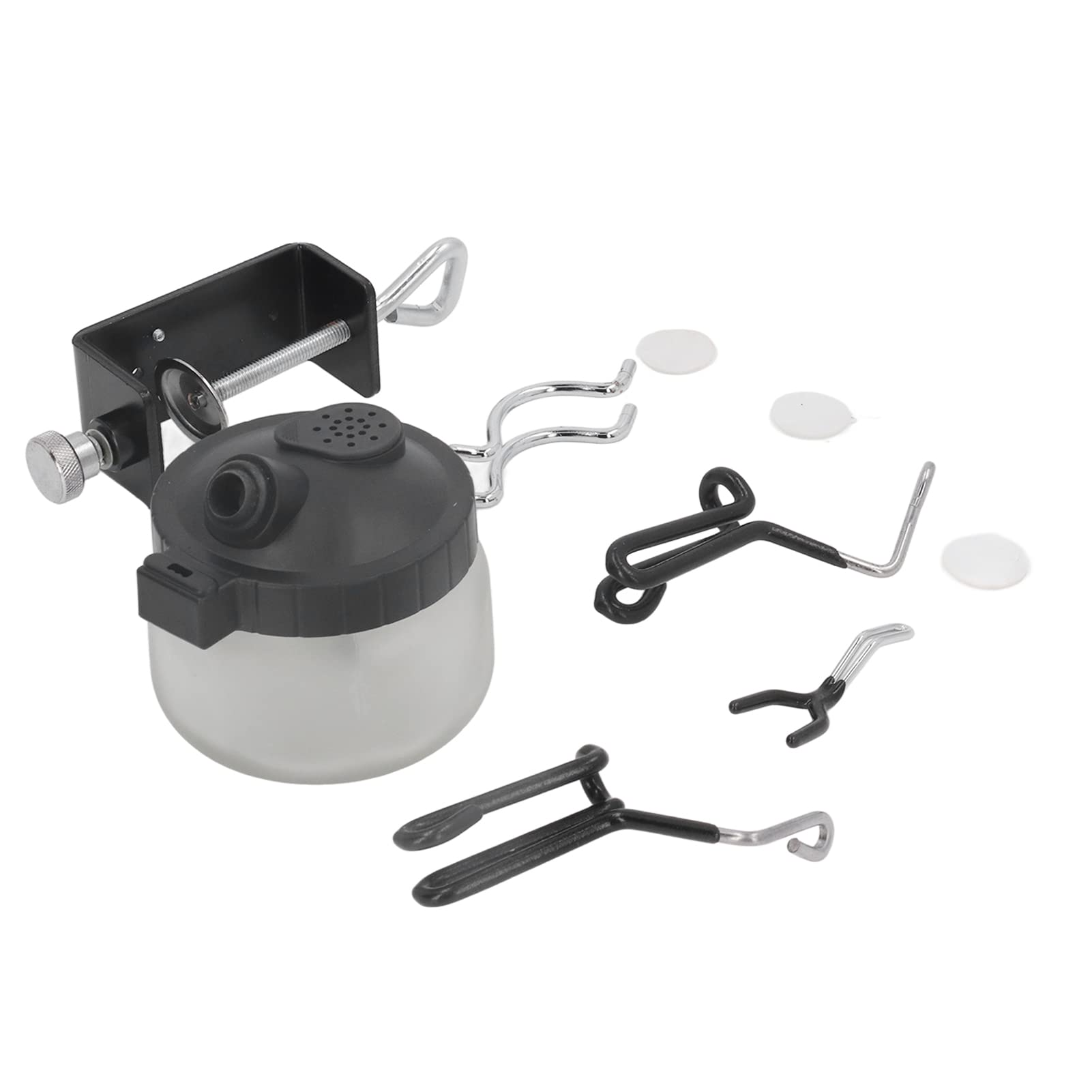 Airbrush Holder Station Universal Durable Stainless Steel Glass Rotating Clamp On Stand for Artists, Crafters, Painters, Hobbyists