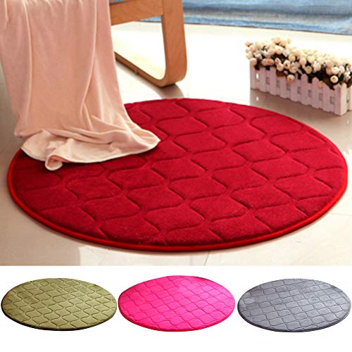 XdiseD9Xsmao 60cm Soft Durable Round Rug Area Rug, Living Room Bedroom Couch Sofa Armchair Bed Fitness Cushion Carpet Decor Wine Red