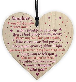 RED OCEAN Daughter Gifts From Mum Dad Wooden Heart Plaque Birthday Christmas Thank You Gift