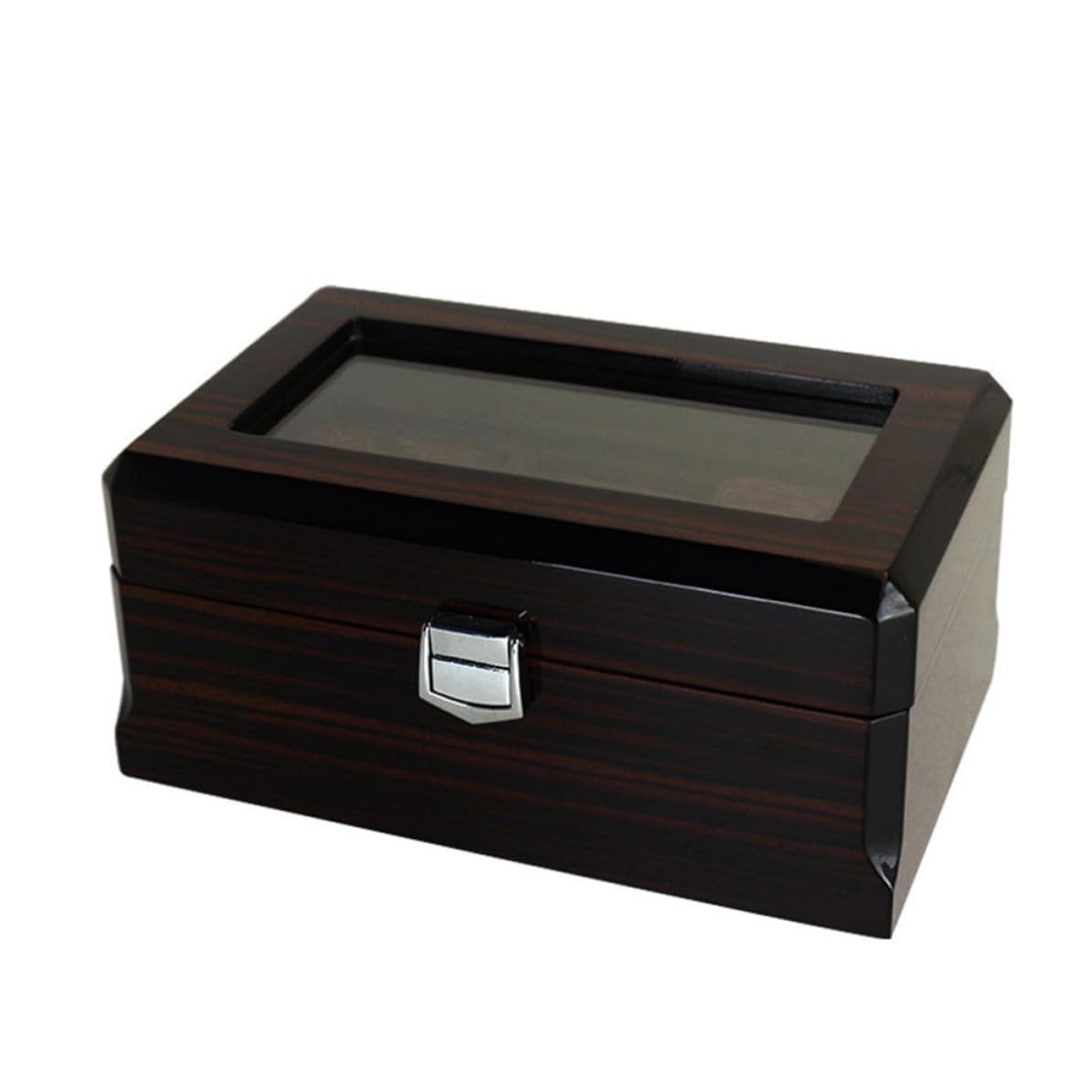 Scatola Portaorologi Vintage in Legno Nera a 3 Scomparti