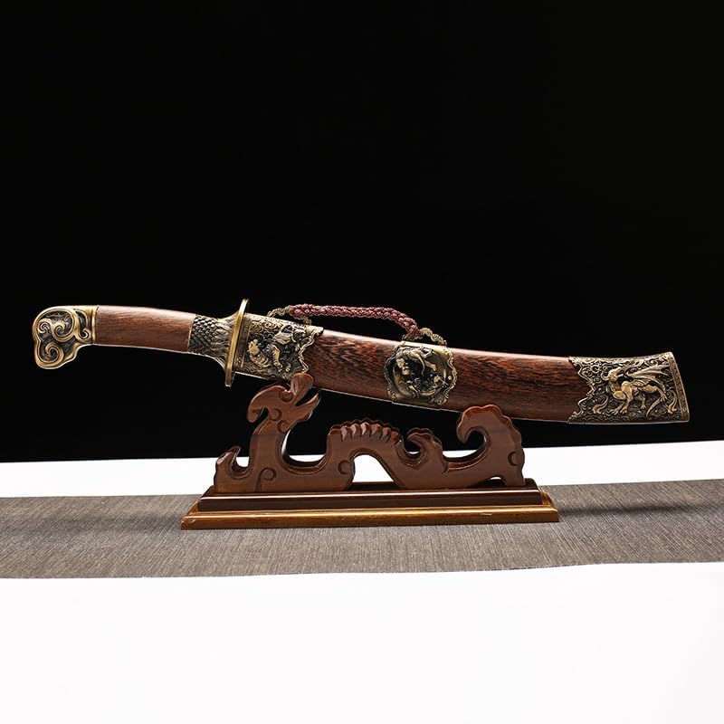 Miniatura 4 de Espada de Damasco Tanto de 12 pulgadas, hecha a mano, espada de tigre dragón chino, plegada, de acero, katana corta