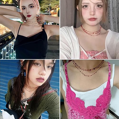 Blood Drop Necklace Unique Pendant Clavicle Chain Muiltfunction Bloody Droplet Choker Necklace Resin3