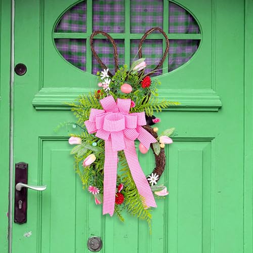 Couronne de lapin de printemps pour porte d'entrée et déco de Pâques