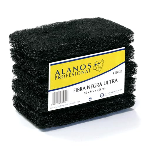 Clim Profesional Estropajo de Fibra Negra de Abrasibidad Ultra. Pack de 5 uds. Especial para Limpiezas Difíciles en Hornos, Barbacoas, Cocinas. Elimina Suciedad Incrustada.