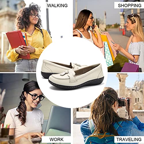 Image of Maichal Loafers for Women Slip On Comfort Leather Tassel Dress Shoes