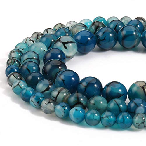 Blue Dragon Black Vein Agate Beads For Jewelry Making Natural Round Loose Beads Crystal Energy Stone Healing Power 8Mm, 1 Strand 15 Inch (45-48 Pcs) #TOP3
