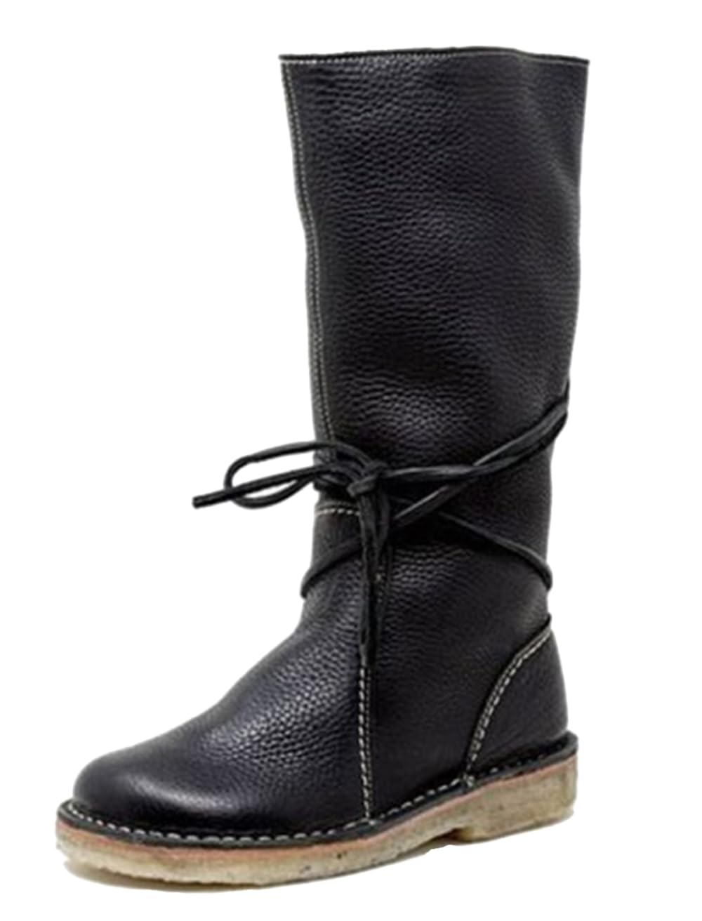 Cydmoty Womens Lace-Up Chunky Heel Boots - Soft Lightweight Comfortable Design Perfect for Daily and Outdoor Wear
