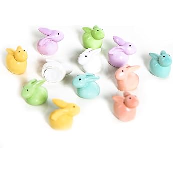 Logbuch-Verlag Small Easter Bunny Figures, Set of 12, Colourful Mini Rabbits, Easter Decoration, Easter Decoration for Table 