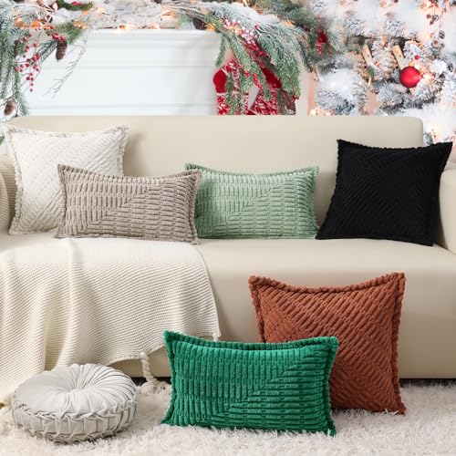 Coussin de Noël vert 45x45 cm en velours doux pour canapé confortable - 8