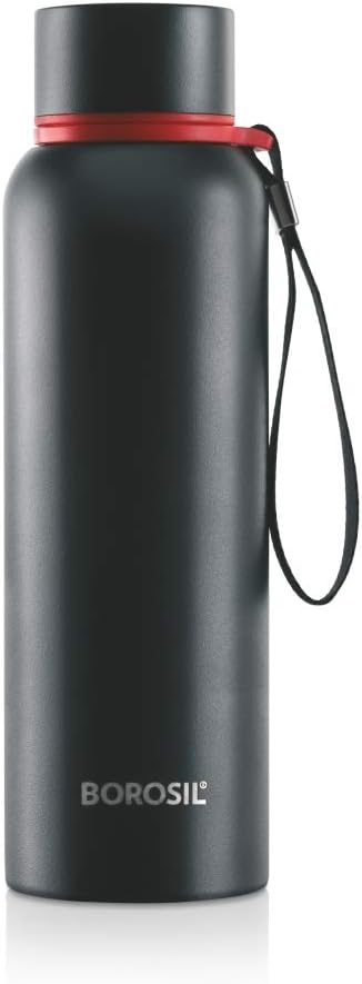 Hydra Trek Stainless Steel Water Bottle | Double Wall Vacuum Insulated Flask, Green | 20 Hours Hot & 24 Hours Cold | Ideal for Personal & Corporate Gifting | 1 Year Warranty (Black, 850 ml)