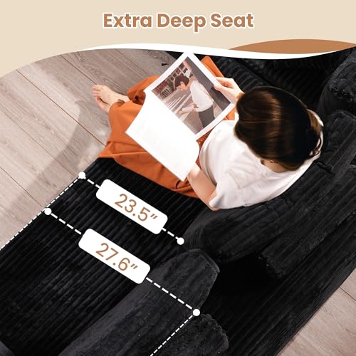 Image of HOOOWOOO Sectional L Shaped Couch,106 inch Assembly Free Modern Minimalist Sofa,Extra Deep Large Corner Sofa Couch Set in A Box for Living Room(Left Chaise Black Velvet Uphostered)