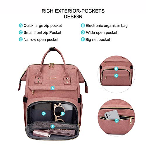 LOVEVOOK Laptoprugzak voor Dames, 17 inch Waterdicht Rugzak Dames Schoolrugzak voor Jongens en Tieners, Grote Rugzakken met USB-Oplaadaansluiting, voor Reizen School Universiteit Werk - Image 4