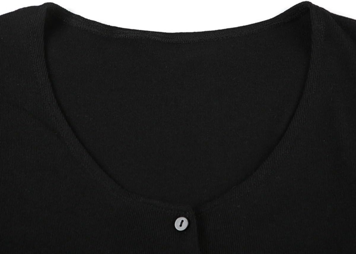 Women Elegant Y2K Deep V Neck Button Down Knitted Mini Dress Slim Fit Short Sleeve Flowy Going Out Short Dress - Image 5