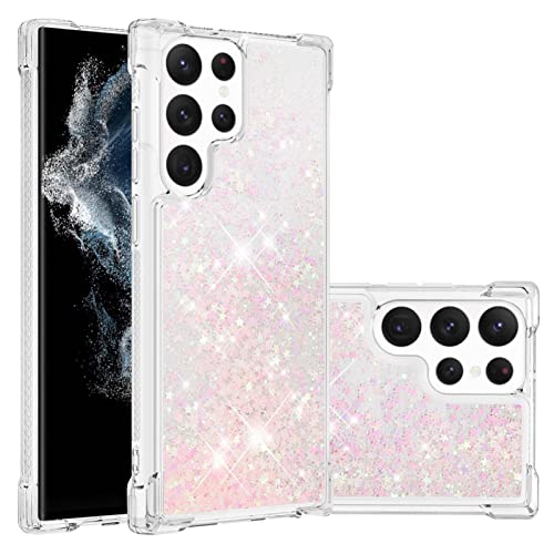 Transparent Liquid Case für Galaxy S23 Ultra, Gel Silicone Phone Case Glitter Floating Liquid Cover Ultra Slim Bumper Case Sparkly Back Case Resistant Hard Compatible with Samsung Galaxy S23 Ultra