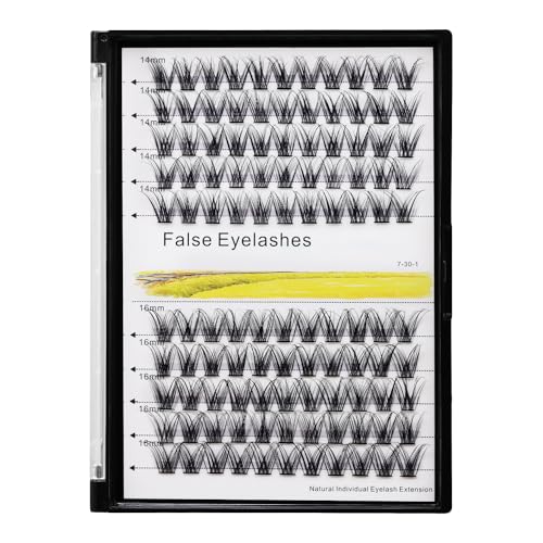Bodermincer 120 Clusters 10mm+12mm/12mm+14mm/14mm+16mm Mixed Wide Cluster False Eyelash Individual Cluster EyeLashes Grafting Fake False Eyelashes Eyelash Extension (M004# 12+14mm Mixed), BLACK