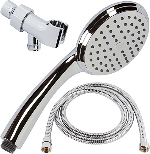 High Flow Handheld Shower Head Kit - Great Water Pressure In Hand Held Showerhead With Hose & Mount - Indoor And Outdoor Modern Bath Spa Fixture - Aqua Elegante - Chrome