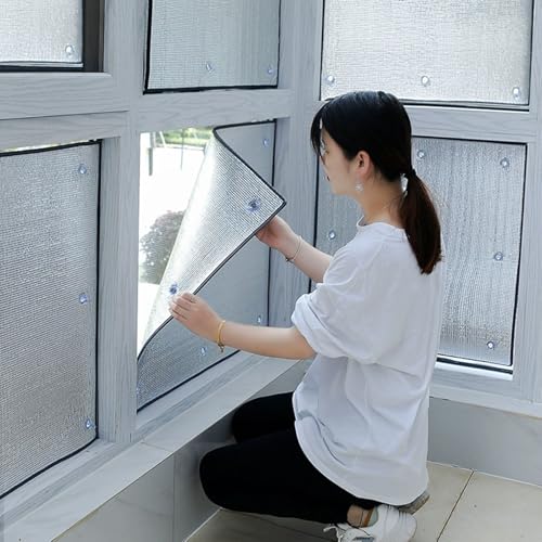 Reflective Aluminum Foil Insulation Panels 63"x120" - Cold Ilat Board Foam for Ceiling, Wall & Roof - Grey Edge & Suction Cups - Heat Barrier for RVs & Home