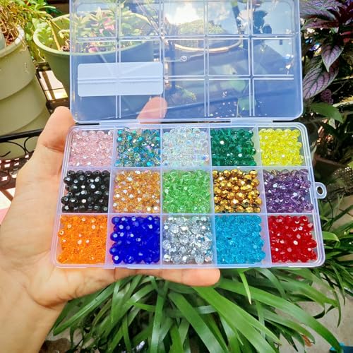 Image of 6mm Round Glass Beads for Jewelry Making, 900pcs Faceted Crystal Spacer Beads for Bracelets Necklaces Earring