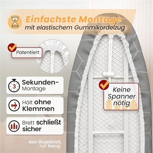 arteneur® - Made in Germany Bügelbrettbezug 120x40 | Hitzereflektierend | Gummizug | OEKOTEX100 |...