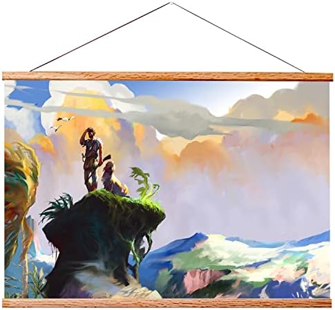 Landmass 40” Wide Magnetic Poster Frame, Poster Hanger - 40x20 40x27 40x30 40x60 Frame - Teak Wood Frame for Posters, Prints, Photos, Pictures, Maps, Scrolls, and Artwork