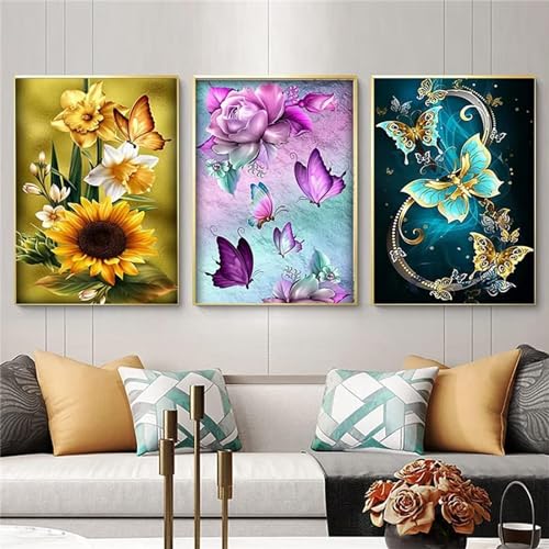 Peinture diamant 5D fleurs et papillons pour embellir votre décoration murale