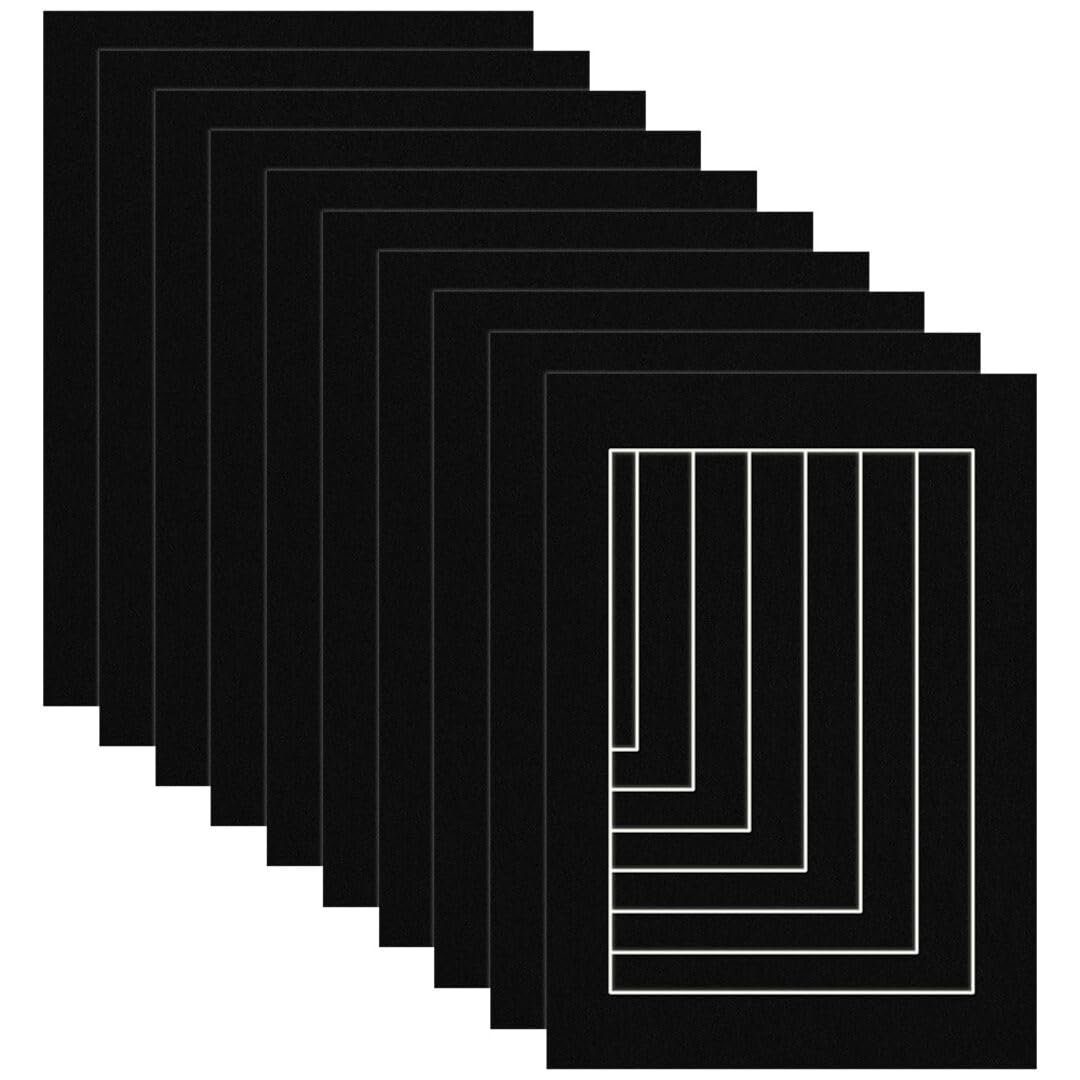 Procut Global A4 Black Picture Mounts Board to Fit 9x6" Aperture Size - Photo Mount Card Ideal for Prints, Artwork, Crafts & Certificates - Sizes & Colors Available - Pack of 10 — image 1