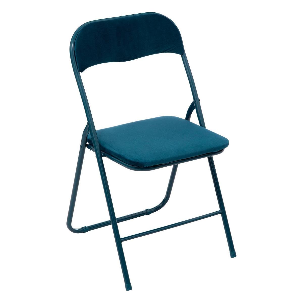 Five Silla Plegable de Terciopelo Azul