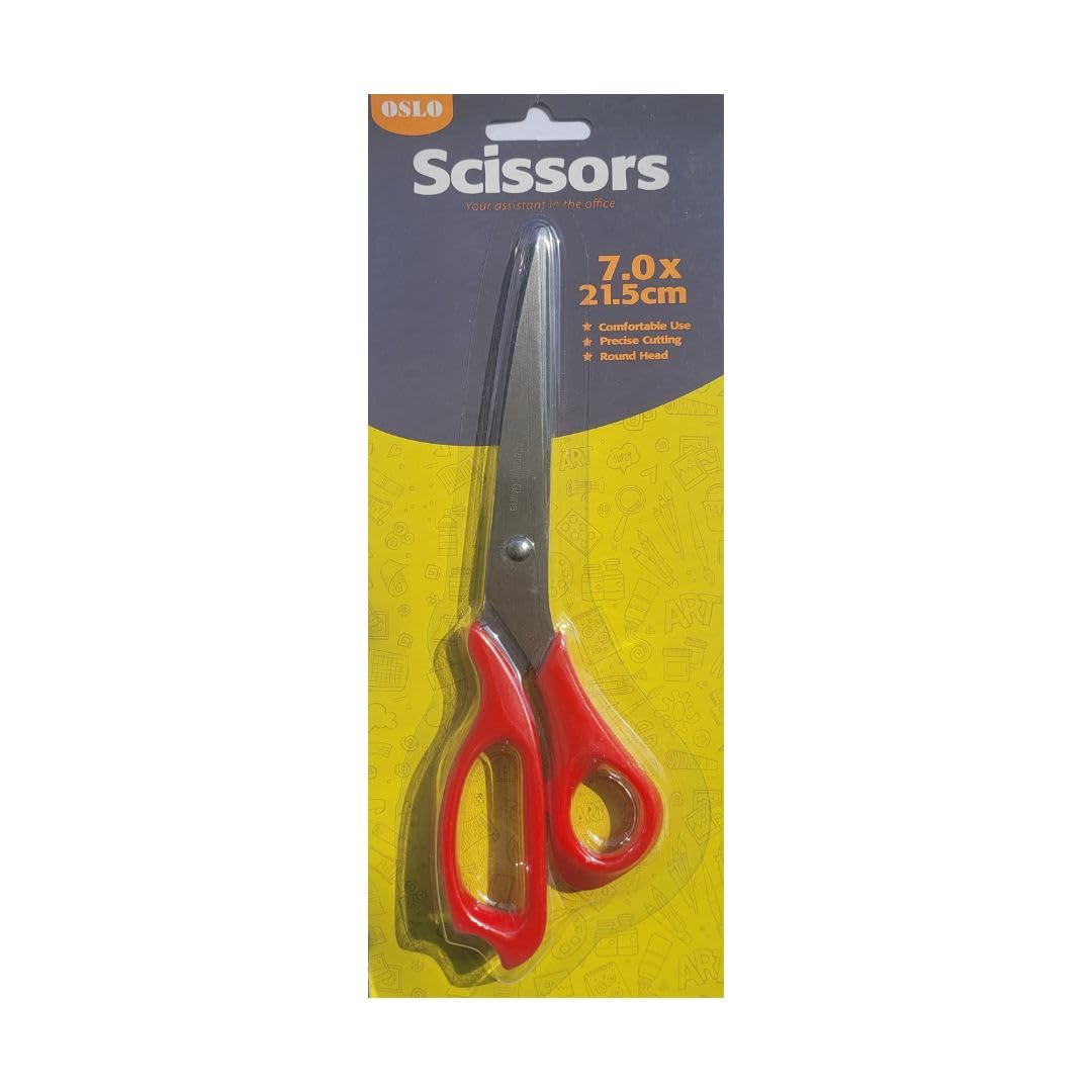ReadyStock Oslo - 7.0 x 21.5 cm Multipurpose, Comfort Grip, PVD coated, Stainless Steel Office Scissor - Pack of 1 (Red)