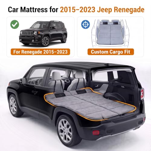 Image of Car Mattress for 2015-2023 Jeep Renegade, Upgraded Non-Inflatable Thickened Foam SUV Car Camping Mattress, Foldable Trunk Sleeping Pad Car Bed Mattress for Road Trips Camping Travel
